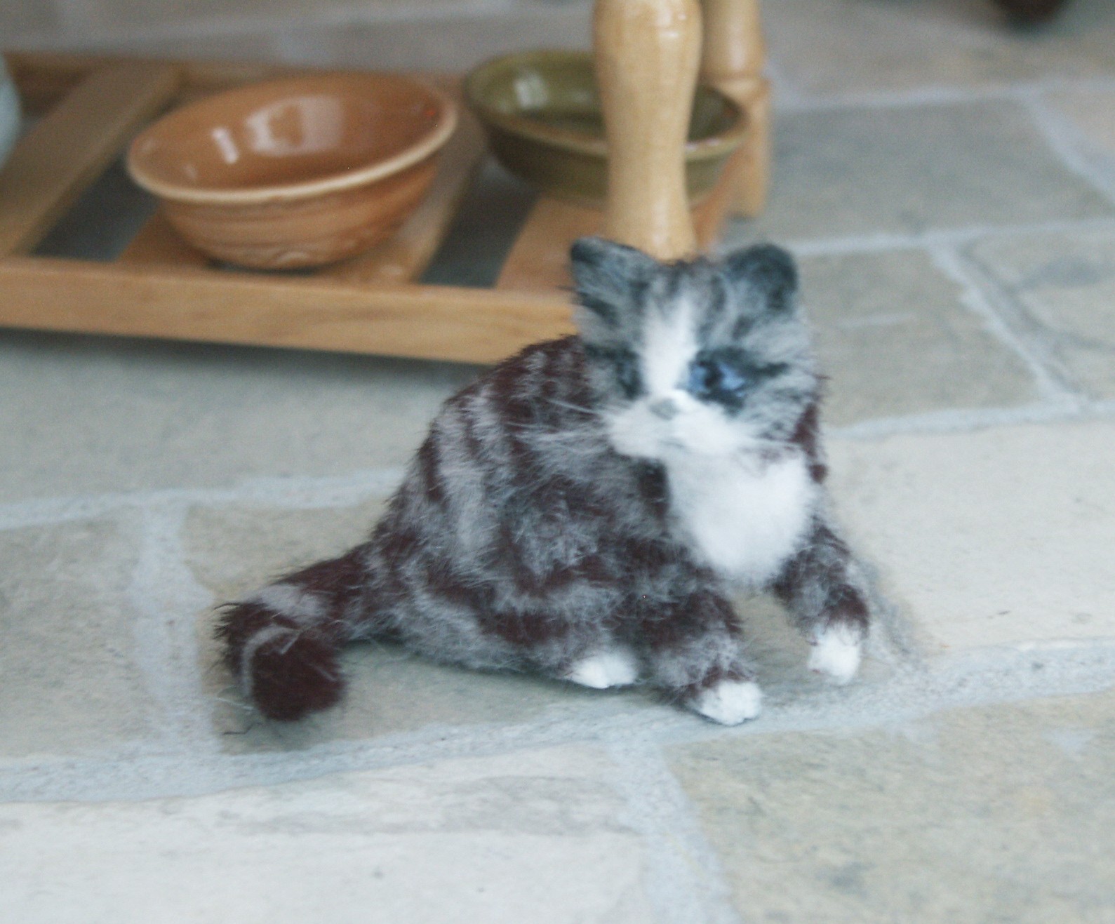 Dolls house silver tabby cat