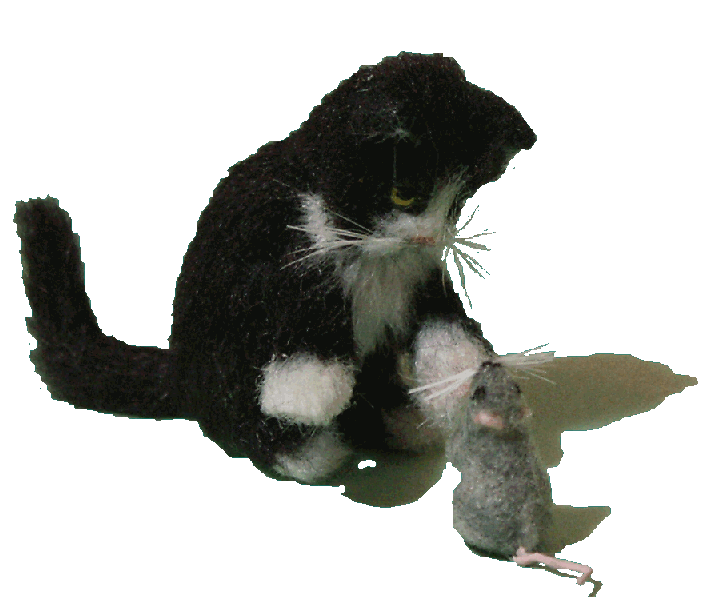 Dolls house cat and mouse